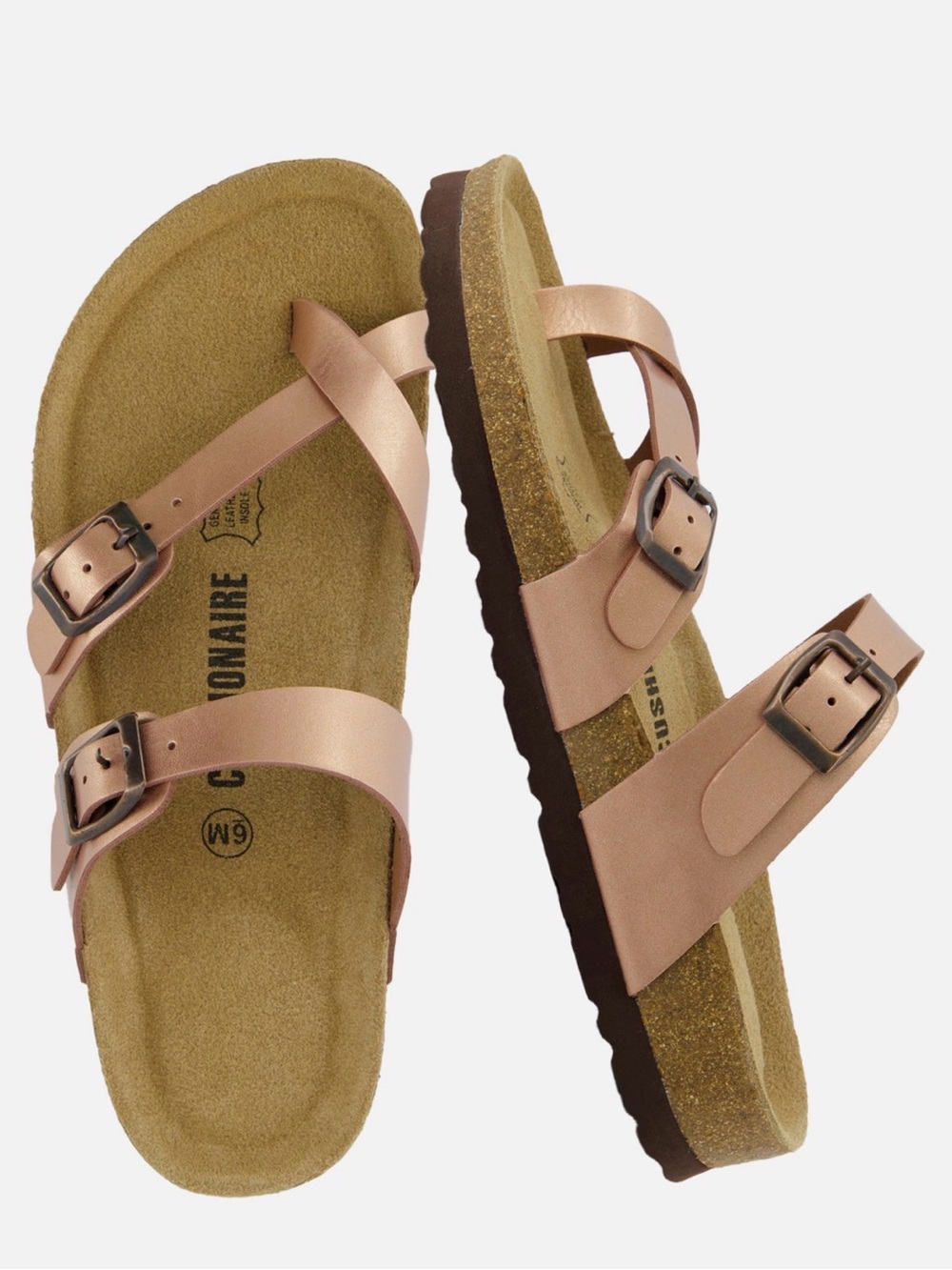 Women's Rose Metallic Double-Buckle Cork Sandals